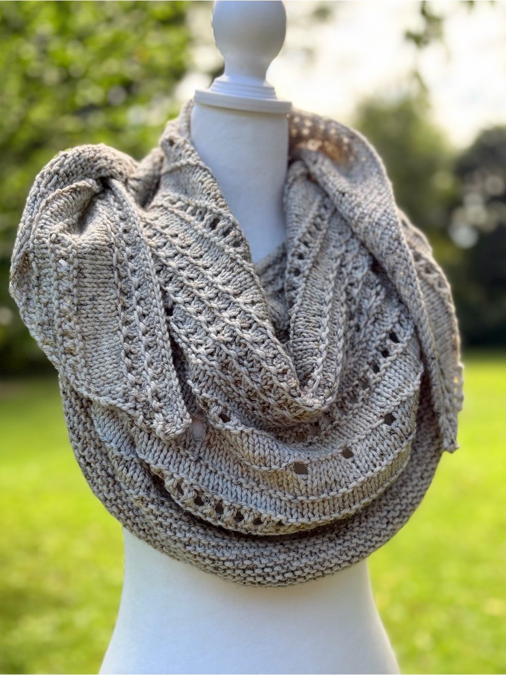 Gorgeous One of a Kind Rustic Farm Chic Grey Cream Tweed Shawl Luxury Merino